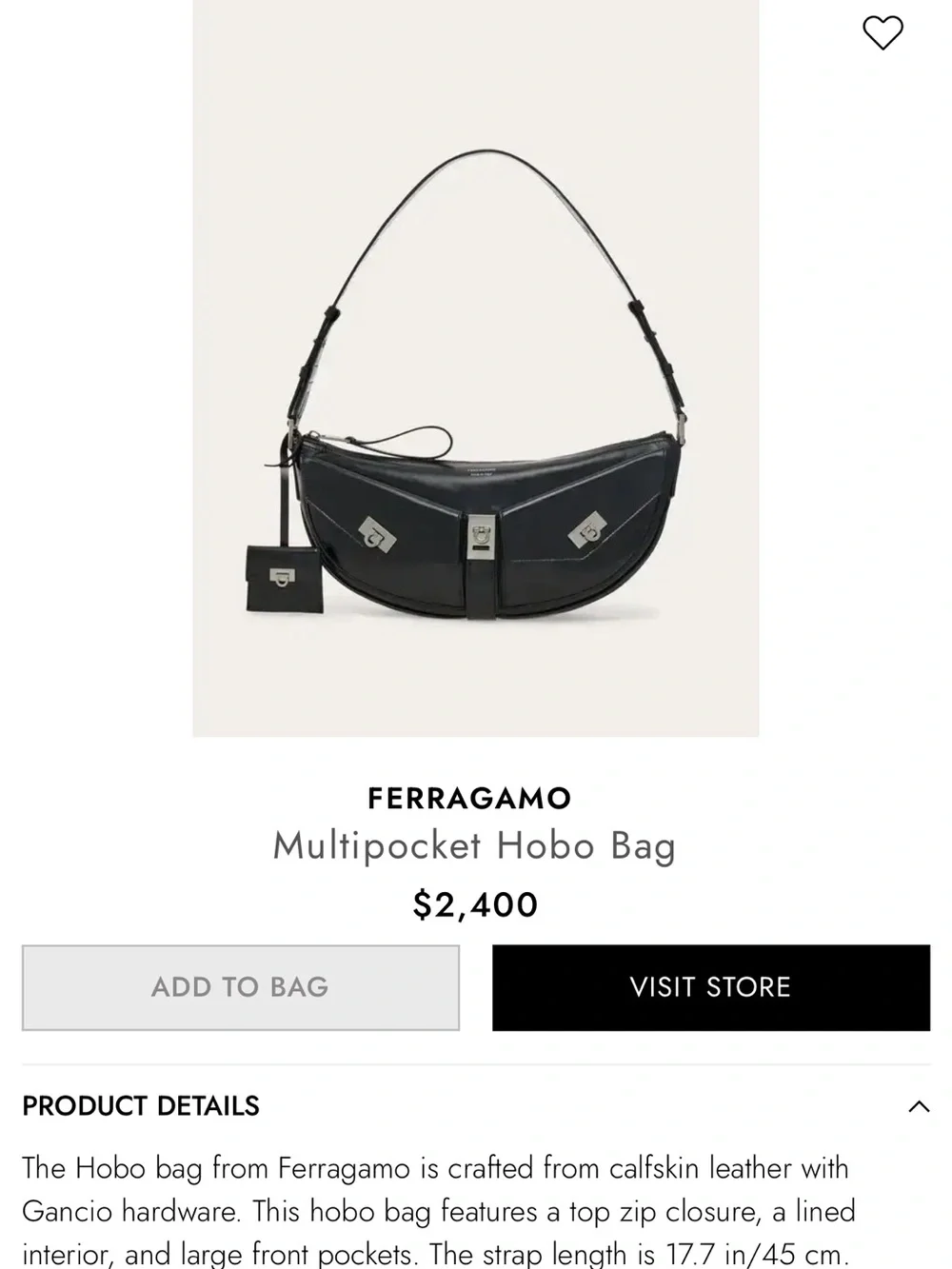 Ferragamo Women's Black Multipocket Hobo Bag Black